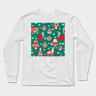 Christmas Candies and Santa&amp;#39;s Patterns! Exclusive Long Sleeve T-Shirt